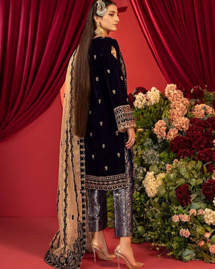 Luxury Embroidered Sequins and Boring Velvet 3PC Unstitched - Sharjeena Vol-03