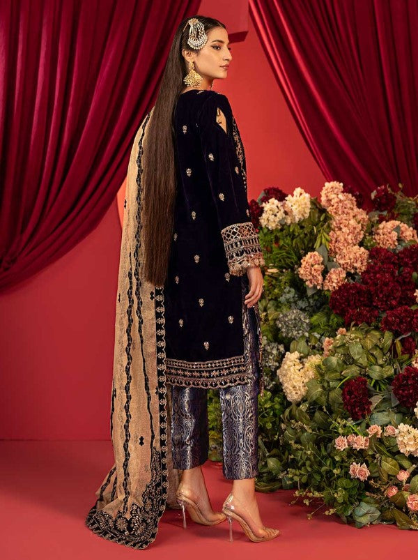 Luxury Embroidered Sequins and Boring Velvet 3PC Unstitched - Sharjeena Vol-03