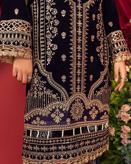 Luxury Embroidered Sequins and Boring Velvet 3PC Unstitched - Sharjeena Vol-03