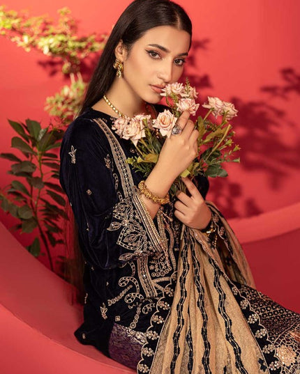 Luxury Embroidered Sequins and Boring Velvet 3PC Unstitched - Sharjeena Vol-03