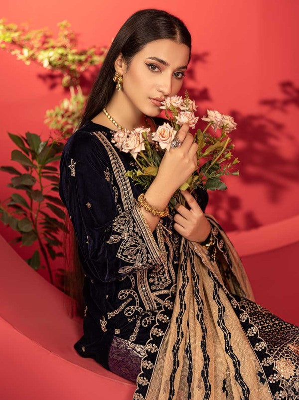 Luxury Embroidered Sequins and Boring Velvet 3PC Unstitched - Sharjeena Vol-03