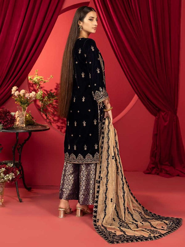 Luxury Embroidered Sequins and Boring Velvet 3PC Unstitched - Sharjeena Vol-03