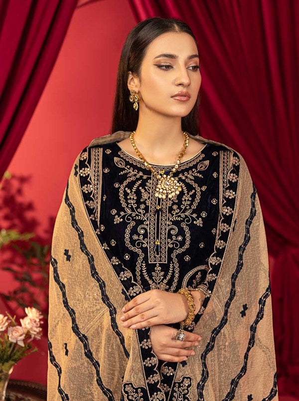 Luxury Embroidered Sequins and Boring Velvet 3PC Unstitched - Sharjeena Vol-03