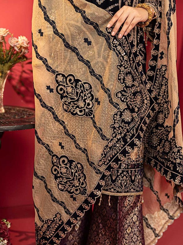 Luxury Embroidered Sequins and Boring Velvet 3PC Unstitched - Sharjeena Vol-03