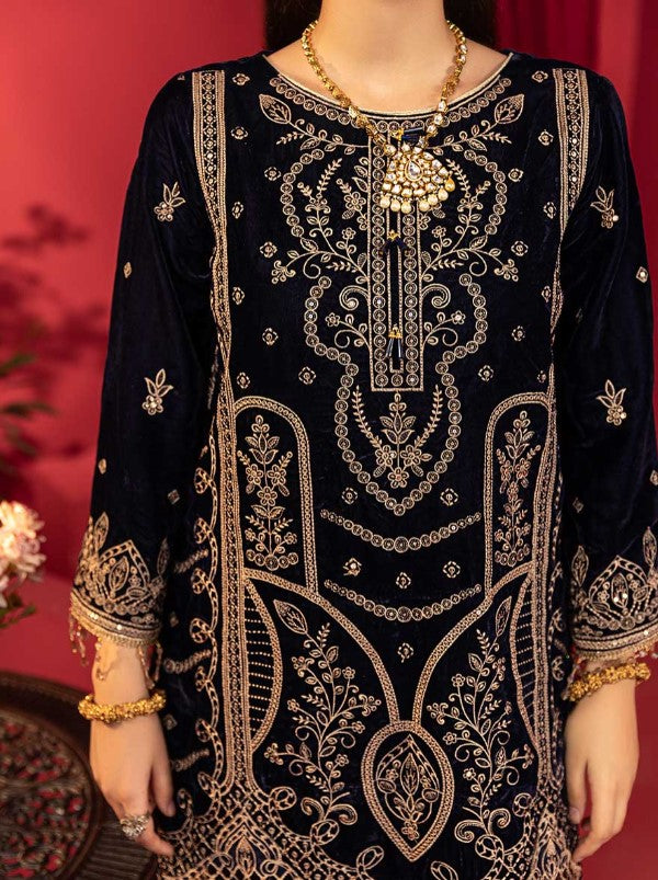 Luxury Embroidered Sequins and Boring Velvet 3PC Unstitched - Sharjeena Vol-03