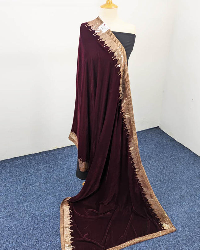 Fancy Embroidered Velvet Shawl