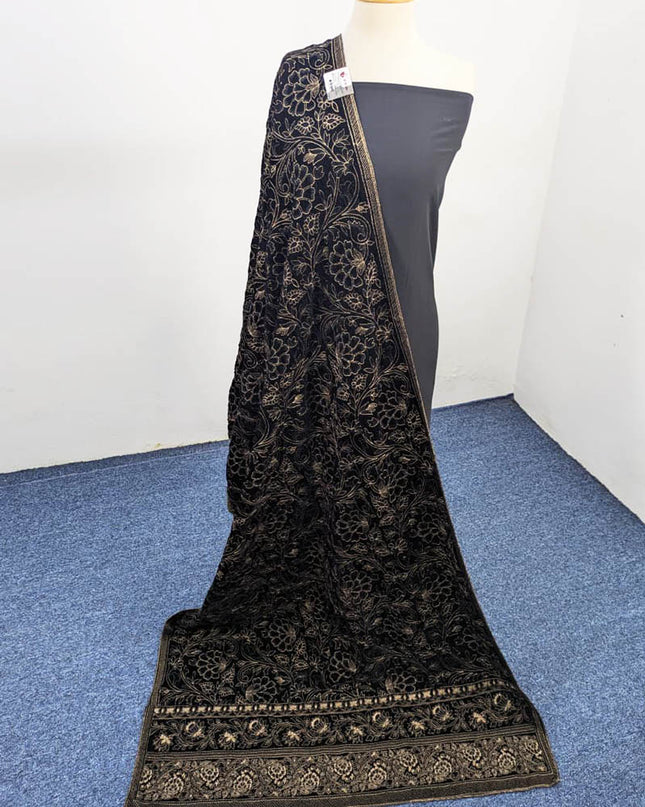 Exclusive Full Jaal  Embroidered Velvet Shawl