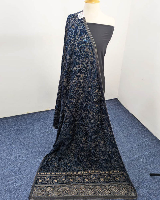 Exclusive Full Jaal  Embroidered Velvet Shawl