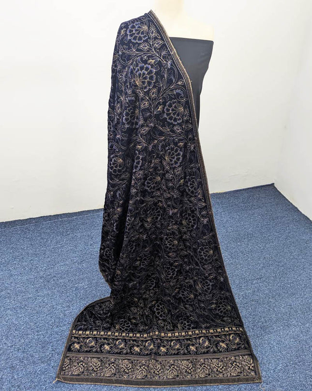 Exclusive Full Jaal  Embroidered Velvet Shawl