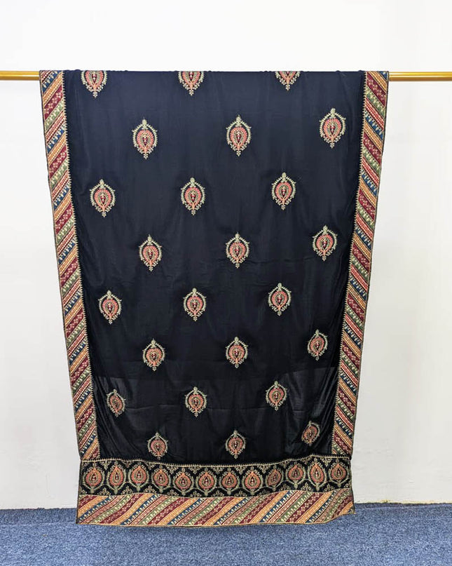 Fancy Velvet With Multi Colour Embroidered Work  Shawl
