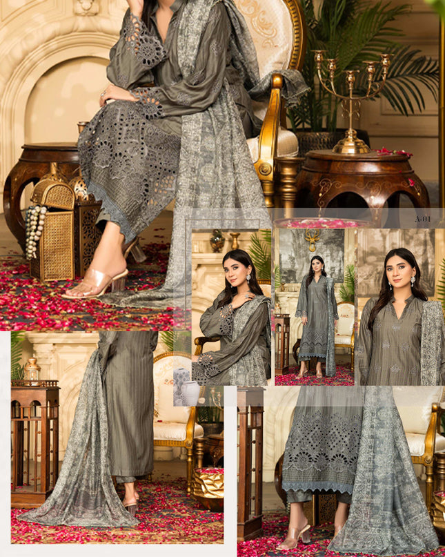 Bana Dora Viscose With Chikankari Work 3PC Unstitched - Raniya Vol-752