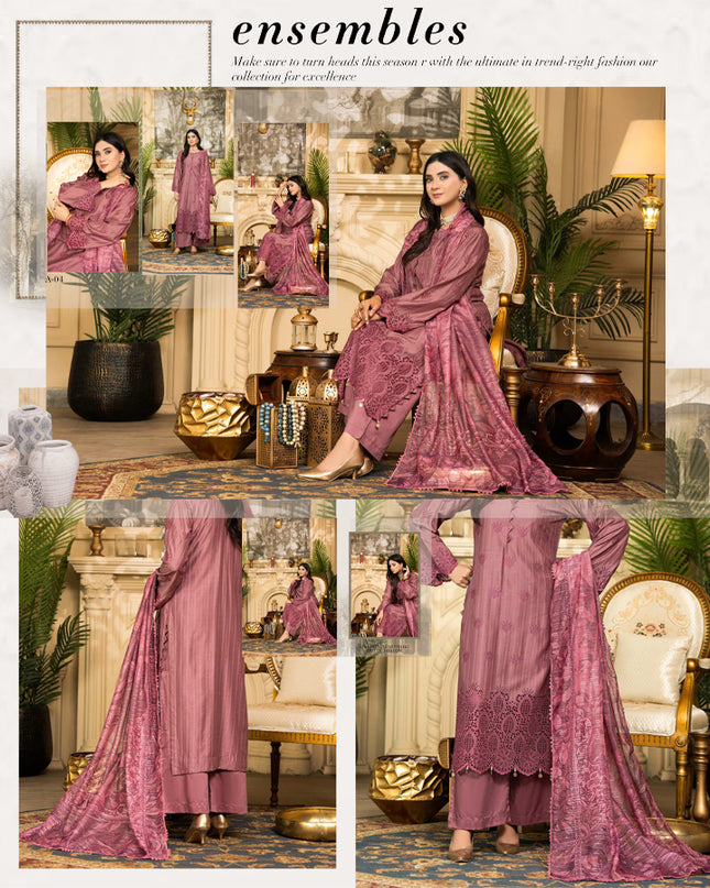 Bana Dora Viscose With Chikankari Work 3PC Unstitched - Raniya Vol-752