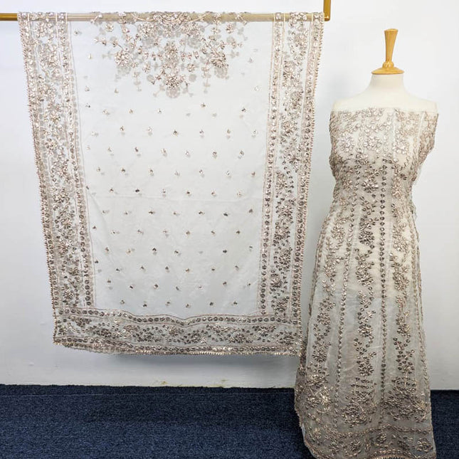 Handmade Organza Full Jaal Gotta Work Frock 2PC Unstitched