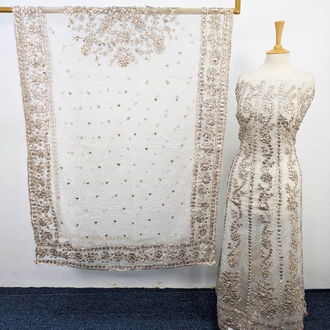 Handmade Organza Full Jaal Gotta Work Frock 2PC Unstitched