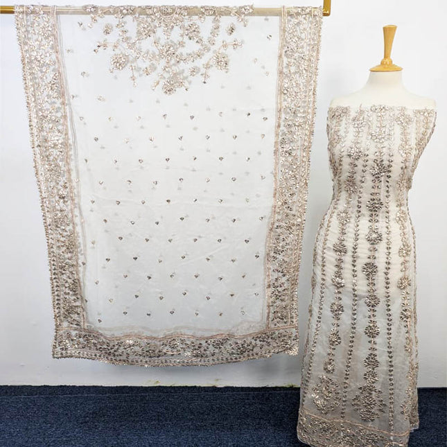 Handmade Organza Full Jaal Gotta Work Frock 2PC Unstitched