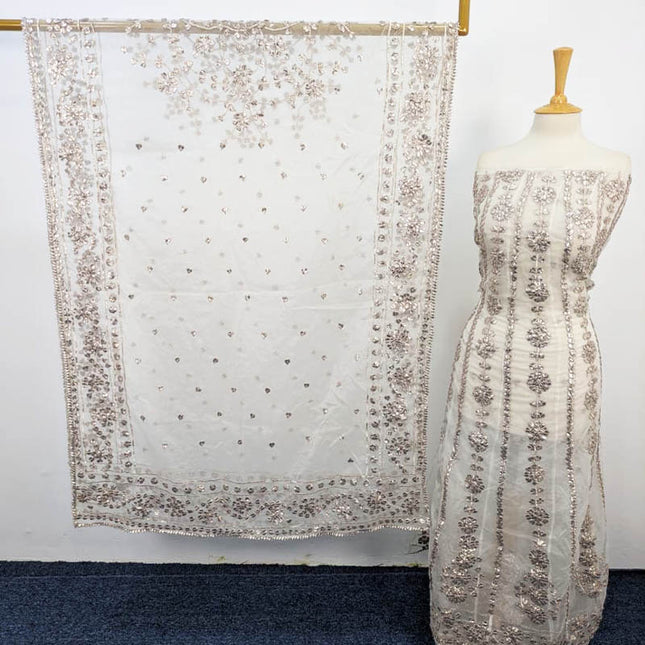 Handmade Organza Full Jaal Gotta Work Frock 2PC Unstitched