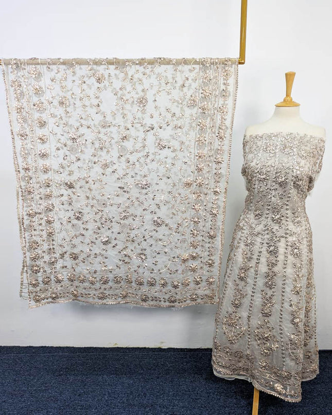 Handmade Dyeable  Organza Gotta Work Frock 2PC Unstitched