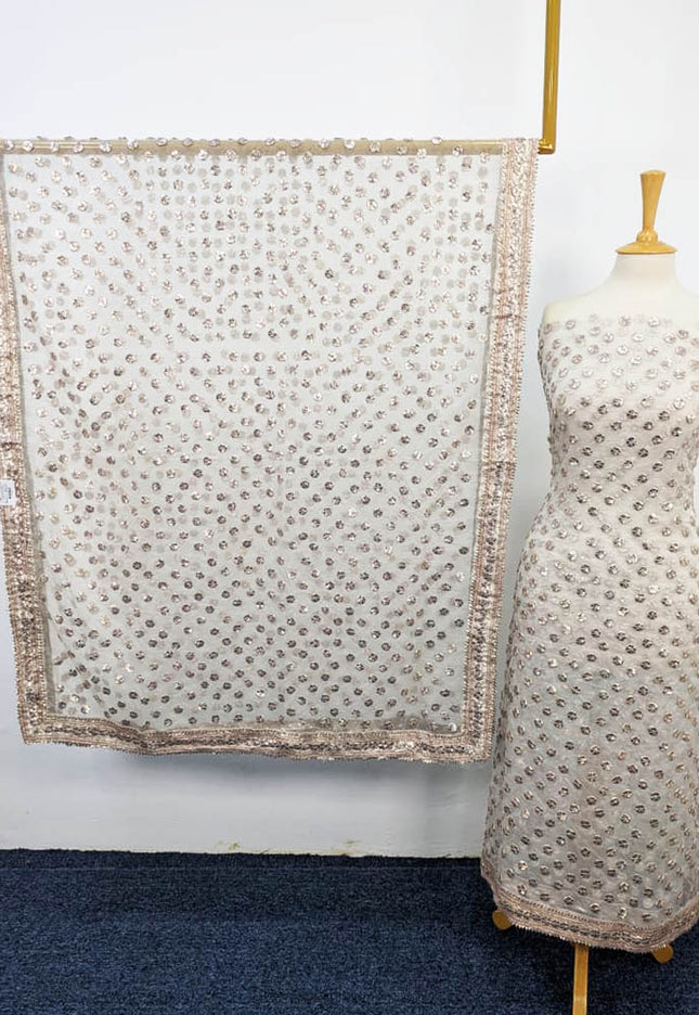 Dyeable Organza with Full Jaal Gotta Work 2PC Unstitched