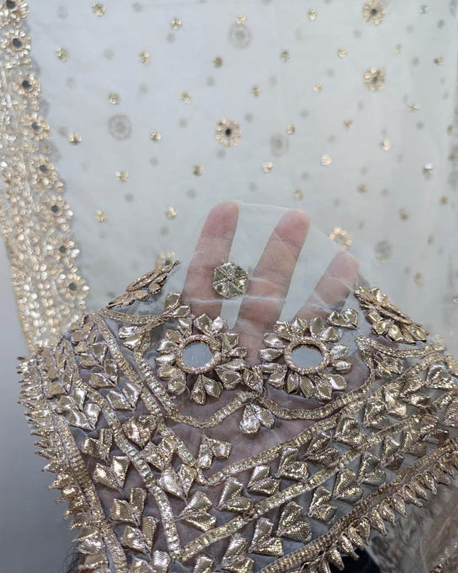 Handmade Gotta + Mirror Work Organza Dupatta