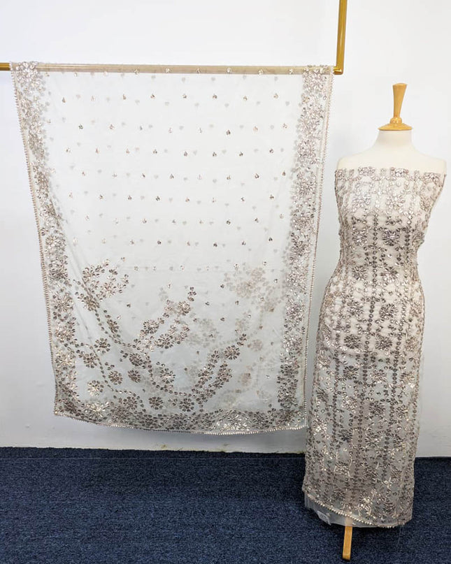 Handmade Dyeable  Organza Gotta Work 2PC Unstitched