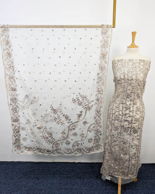 Handmade Dyeable  Organza Gotta Work 2PC Unstitched