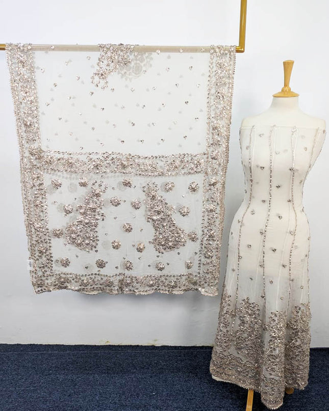 Handmade Dyeable  Organza Gotta Work Frock 2PC Unstitched