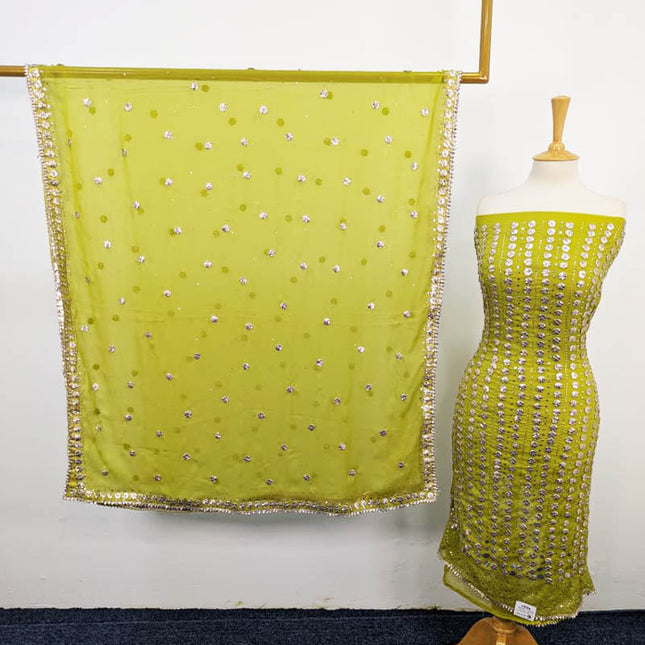 Handmade Gotta And Mukesh Work Chiffon 2PC Unstitched