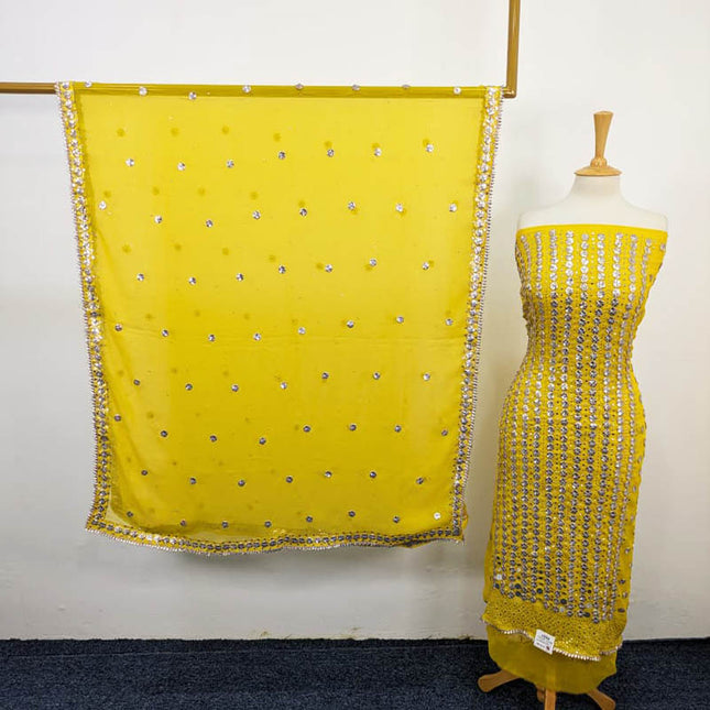 Handmade Gotta And Mukesh Work Chiffon 2PC Unstitched