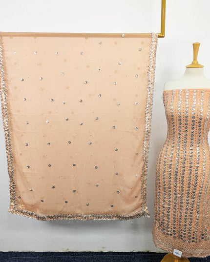 Handmade Gotta And Mukesh Work Chiffon 2PC Unstitched