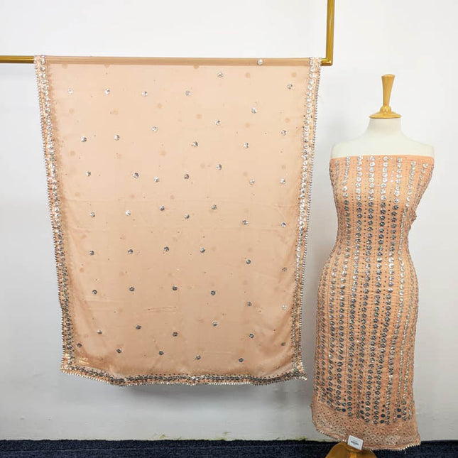 Handmade Gotta And Mukesh Work Chiffon 2PC Unstitched