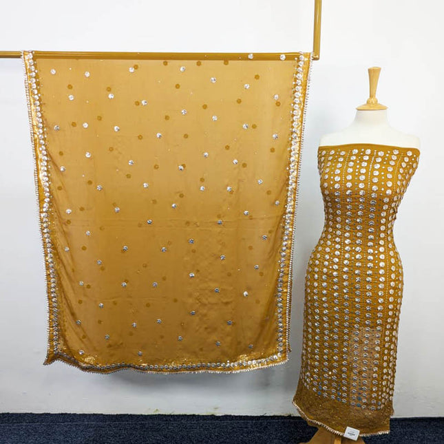 Handmade Gotta And Mukesh Work Chiffon 2PC Unstitched