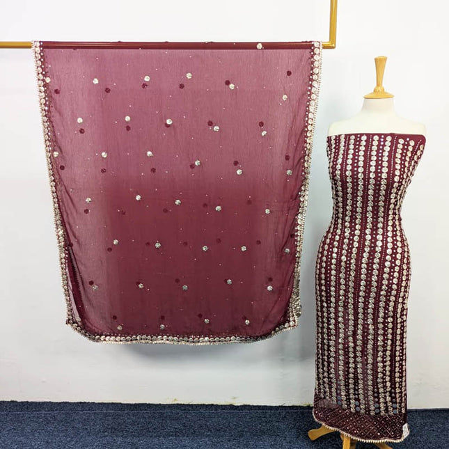 Handmade Gotta And Mukesh Work Chiffon 2PC Unstitched