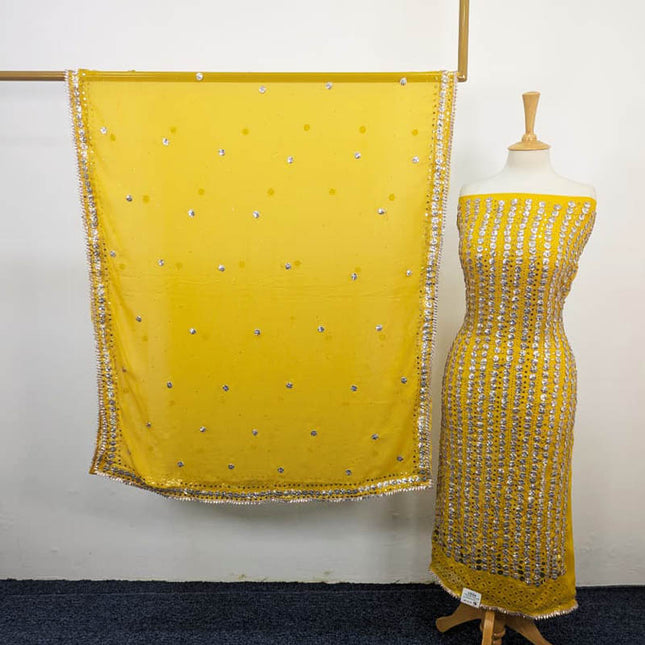 Handmade Gotta And Mukesh Work Chiffon 2PC Unstitched