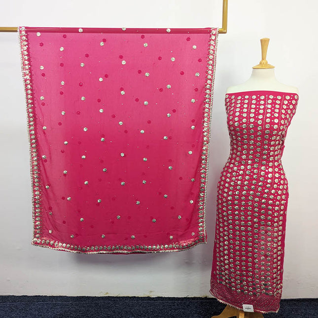 Handmade Gotta And Mukesh Work Chiffon 2PC Unstitched