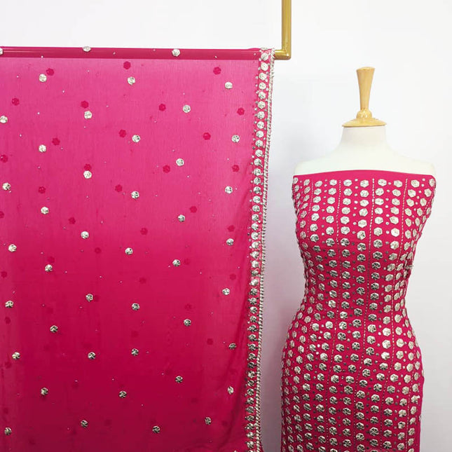 Handmade Gotta And Mukesh Work Chiffon 2PC Unstitched