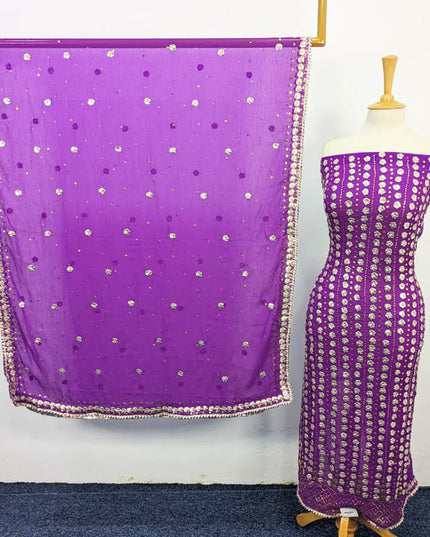 Handmade Gotta And Mukesh Work Chiffon 2PC Unstitched