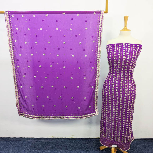 Handmade Gotta And Mukesh Work Chiffon 2PC Unstitched