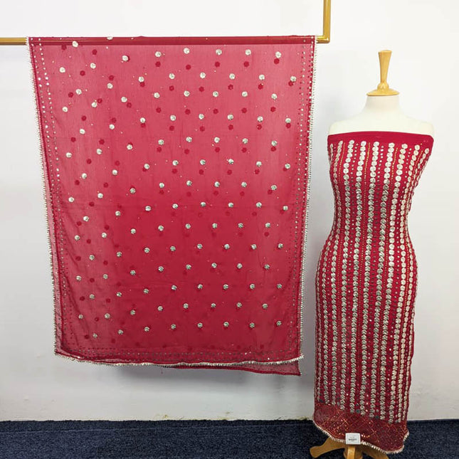 Handmade Gotta And Mukesh Work Chiffon 2PC Unstitched