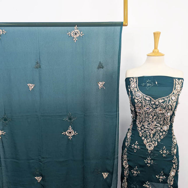 Handmade Chiffon Gotta And Mirror Work 2PC Unstitched