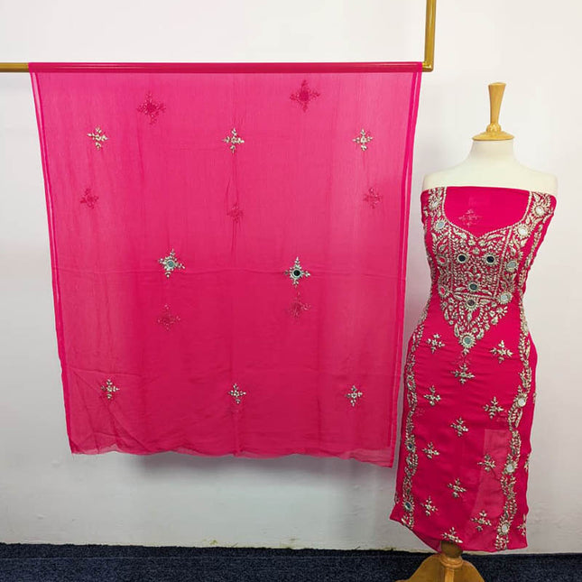 Handmade Chiffon Gotta And Mirror Work 2PC Unstitched