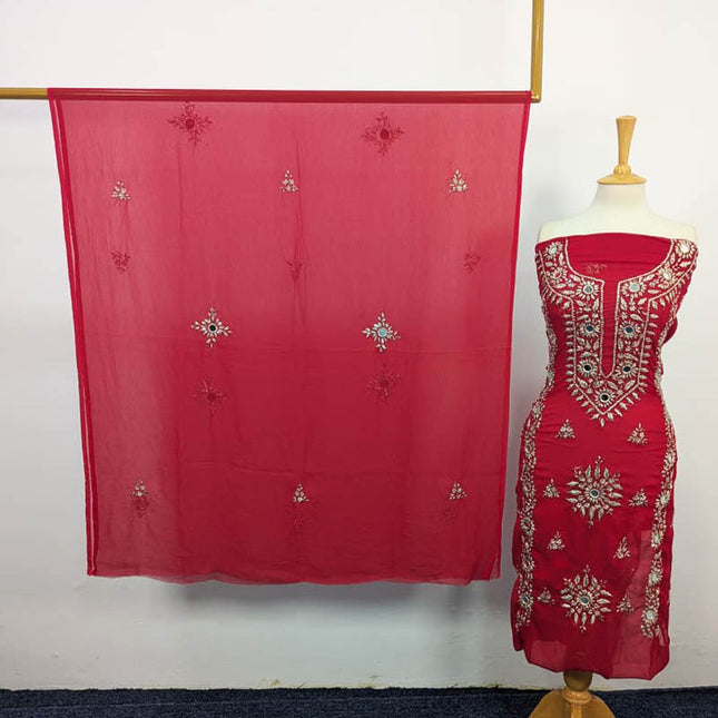 Handmade Chiffon Gotta And Mirror Work 2PC Unstitched