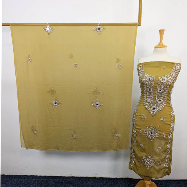 Handmade Chiffon Gotta And Mirror Work 2PC Unstitched