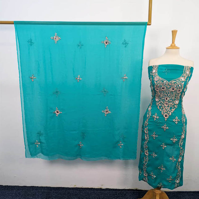 Handmade Chiffon Gotta And Mirror Work 2PC Unstitched