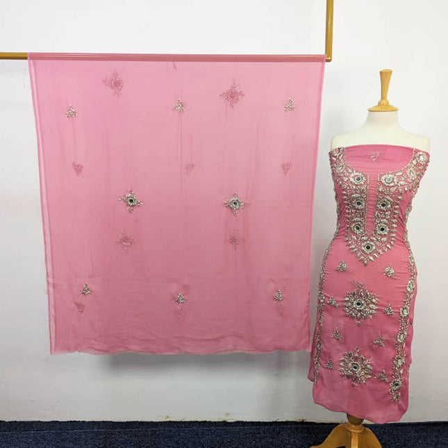 Handmade Chiffon Gotta And Mirror Work 2PC Unstitched