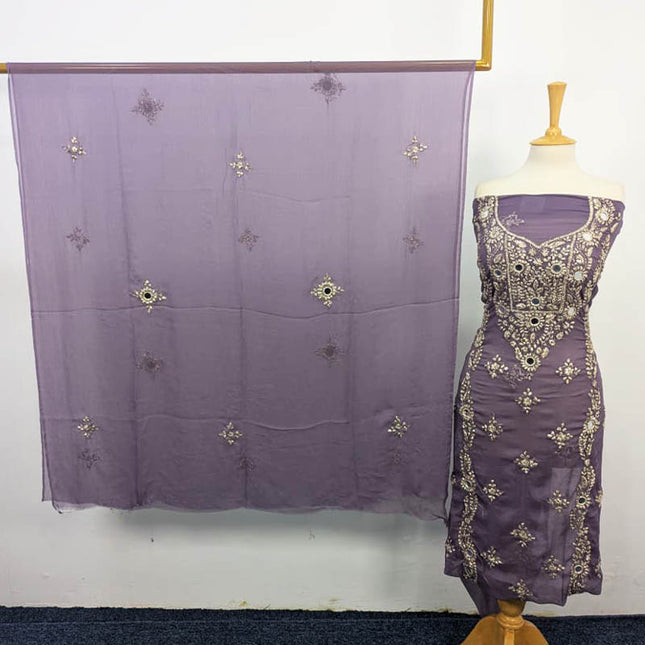 Handmade Chiffon Gotta And Mirror Work 2PC Unstitched