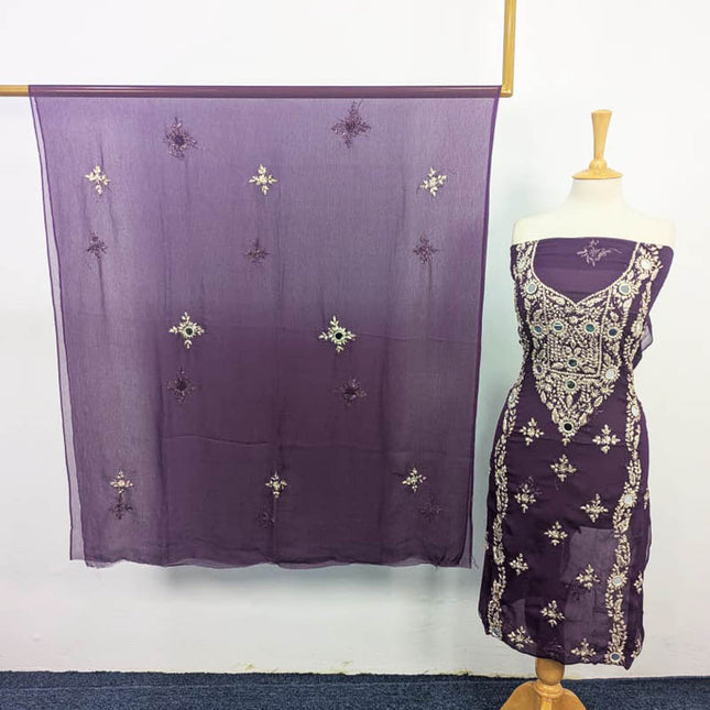 Handmade Chiffon Gotta And Mirror Work 2PC Unstitched