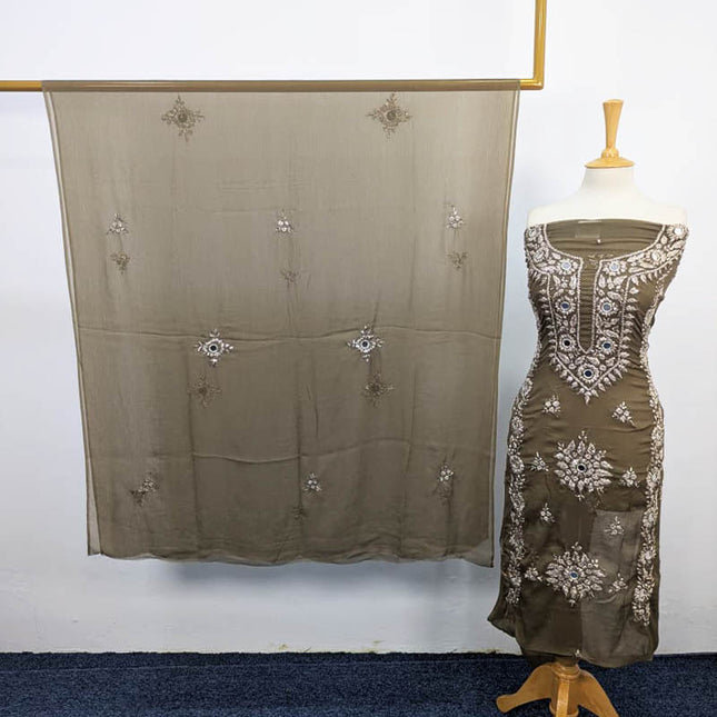 Handmade Chiffon Gotta And Mirror Work 2PC Unstitched