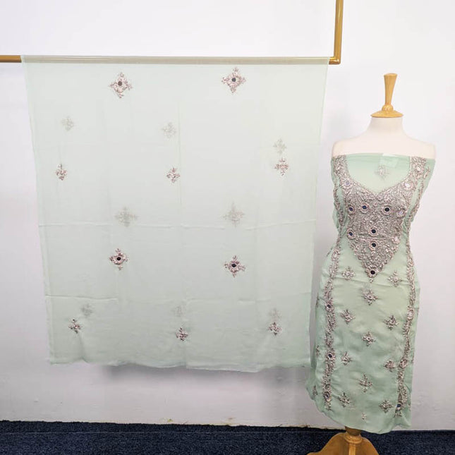 Handmade Chiffon Gotta And Mirror Work 2PC Unstitched