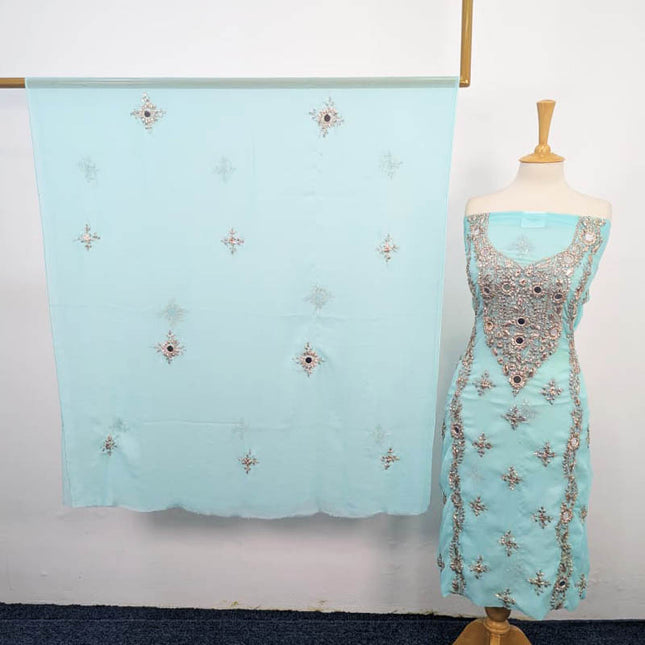 Handmade Chiffon Gotta And Mirror Work 2PC Unstitched