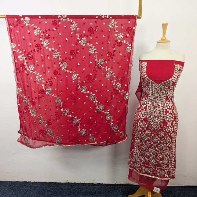 Fancy Handmade Full Jaal Gotta Work Chiffon 2Pc Unstitched